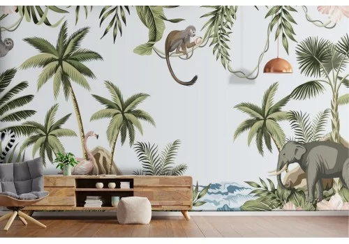 Carta da Parati illustrazione foresta tropicale astratta