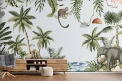 Carta da Parati illustrazione foresta tropicale astratta