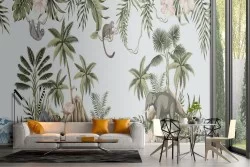 Carta da Parati illustrazione foresta tropicale astratta