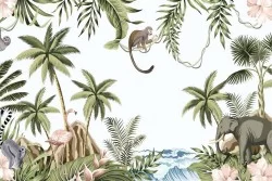 Carta da Parati Design e Stili Paesaggi e Natura Flora e Fauna animali Tropicale Alberi