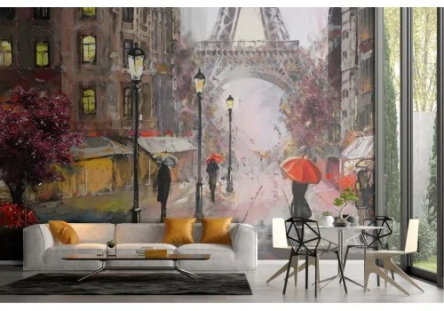 Carta da Parati Parigi città acquerello