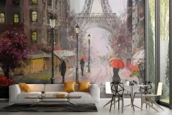 Carta da Parati Parigi città acquerello