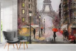 Carta da Parati Parigi città acquerello