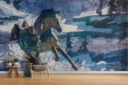 Abstract horse nature wallpaper painting