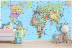 World map geopolitical complete wallpaper