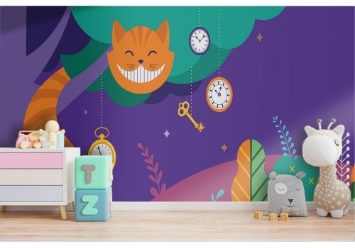 Carta da Parati stregatto paesaggio fantasy bambini