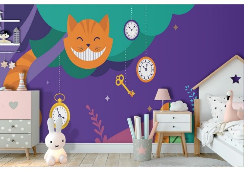 Carta da Parati stregatto paesaggio fantasy bambini 2