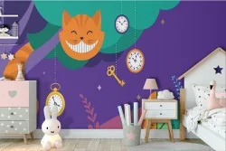 Cheshire Cat fantasy landscape wallpaper for children