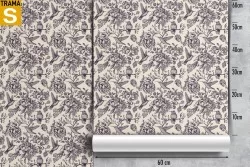 Wallpaper with little birds and vintage nature flowers
