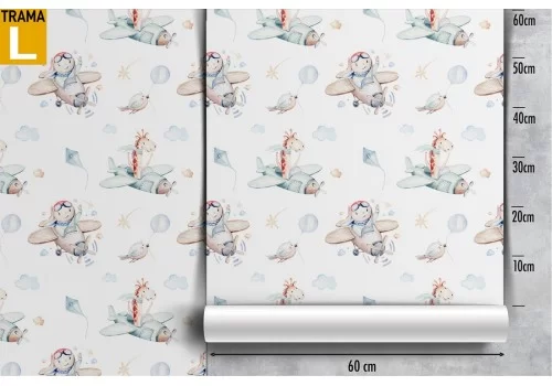 Carta da Parati Bambini Decorazioni e Pattern Razzi aerei mongolfiere 2