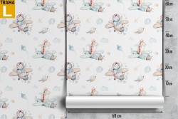 Wallpaper Decorations and Patterns Airplanes Rockets Hot Air Balloons