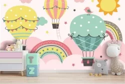 Wallpaper hot air balloons and rainbows sky children