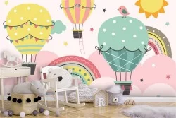 Wallpaper Airplanes Rockets Hot Air Balloons