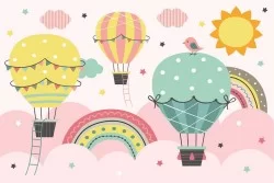 Carta da Parati Bambini Razzi aerei mongolfiere