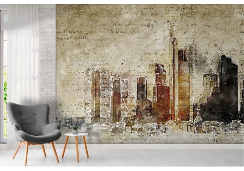 Watercolor Wallpaper Abstract City Skyscrapers 2