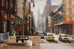 New York TAXI modern painted wallpaper