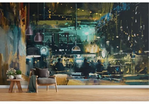 Wallpaper illustration restaurant painted design 2