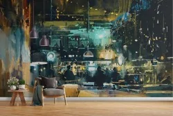 Carta da Parati illustrazione ristorante dipinto design