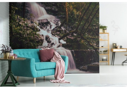 Wallpaper landscape waterfall in the forest