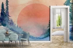 Wallpaper Paintings and Watercolors Mountain Snow Nature