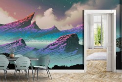 Fantasy and Dark Modern Mountain Wallpaper