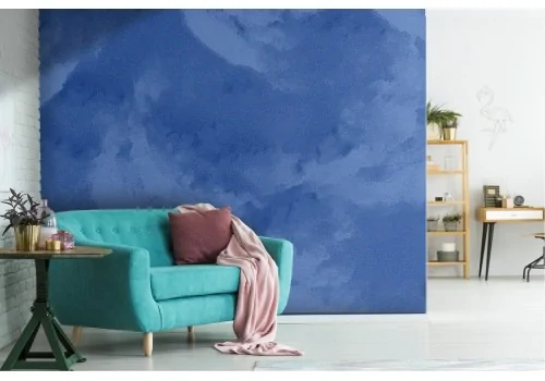 Blue plaster surface wallpaper