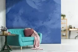 Blue plaster surface wallpaper