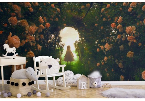 Carta da Parati giardino fiorito fantasy bambini