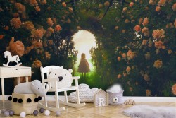 Carta da Parati giardino fiorito fantasy bambini