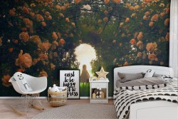Floral garden fantasy children's wallpaper