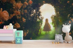 Carta da Parati Fantasy Foglie e Fiori Giardini