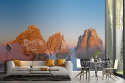 Wallpaper snowy mountains landscape nature