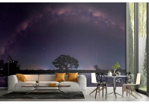 Carta da Parati paesaggio notturno stelle via lattea