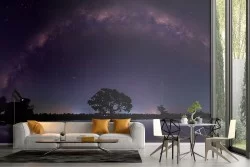 Carta da Parati paesaggio notturno stelle via lattea