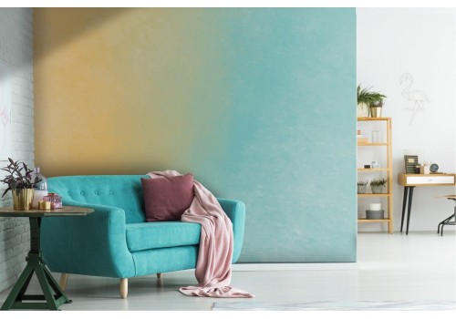 Blue and yellow plaster surface wallpaper