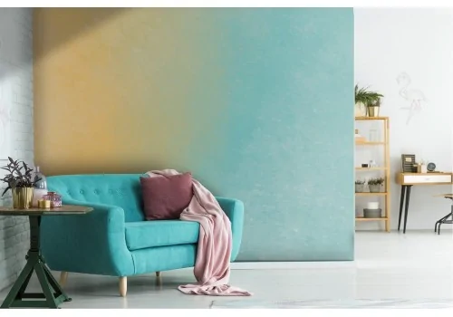 Wallpaper with blue and yellow plaster surface