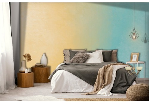 Blue and yellow plaster surface wallpaper 2