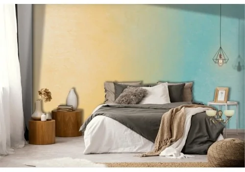 Blue and yellow plaster surface wallpaper 2