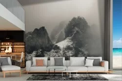 Mountain landscape wallpaper with snow