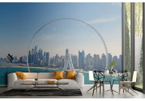 Wallpaper landscape ferris wheel metropolis