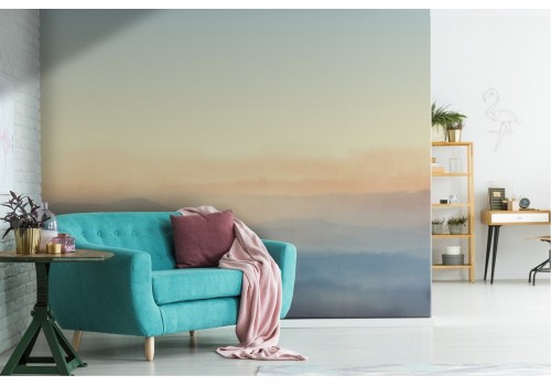 Wallpaper painted mountains sunset landscape