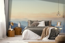 Wallpaper painted mountains sunset landscape