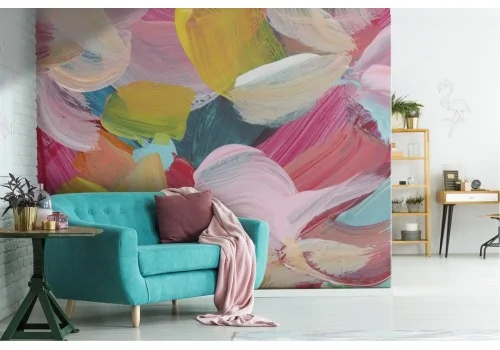 Wallpaper painted abstract nature flowers