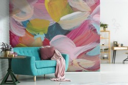 Wallpaper painted abstract nature flowers