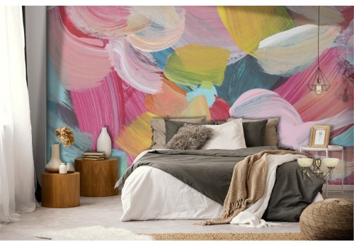 Wallpaper painted abstract nature flowers 2