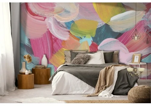 Wallpaper painted abstract nature flowers 2