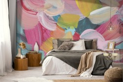 Wallpaper painted abstract nature flowers