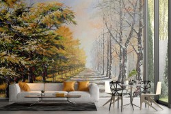 Carta da Parati dipinto viale alberato natura