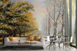 Carta da Parati dipinto viale alberato natura