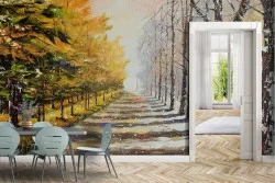 Carta da Parati Dipinti e Acquerelli Foreste e Alberi Natura